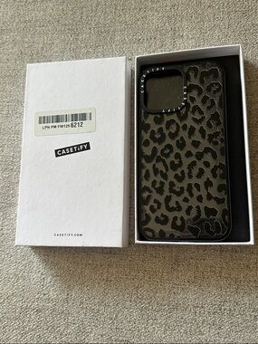 New in box! Casetify Black and Dark Gray Leopard Print iPhone 16 pro case